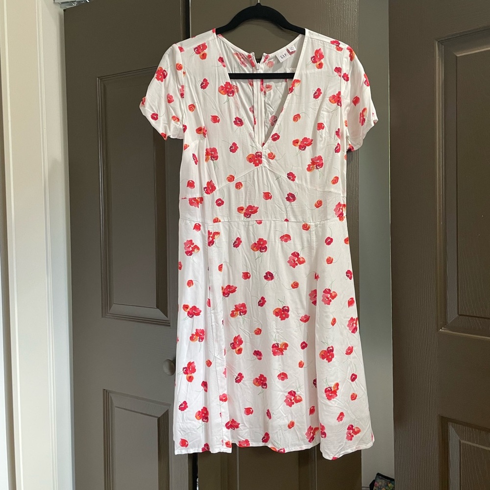 White Floral Mini Dress Gap Size 8P